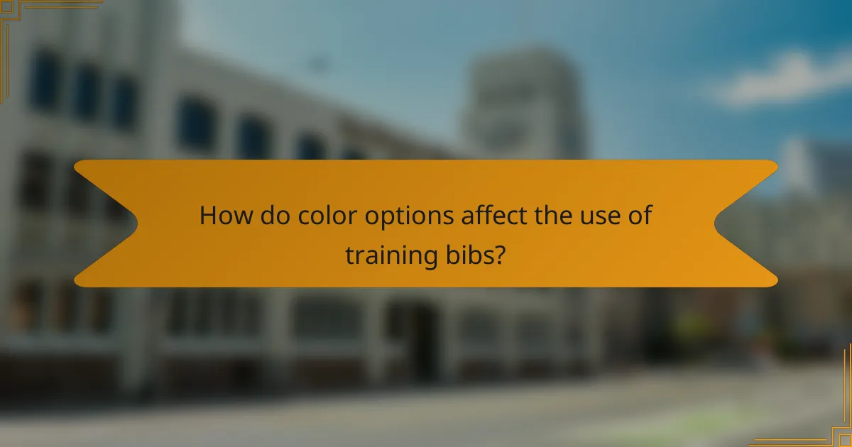 How do color options affect the use of training bibs?