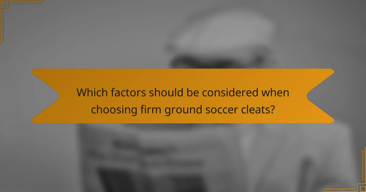Which factors should be considered when choosing firm ground soccer cleats?